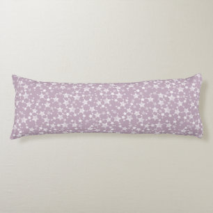White on Mauve Lino Print Stars Pattern Body Pillow
