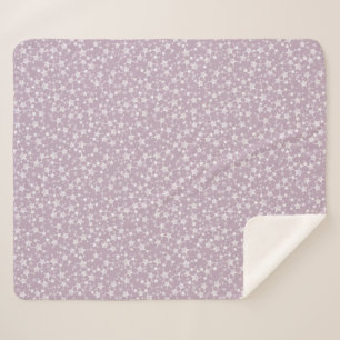 White on Mauve   Lino Print Stars Pattern Sherpa Blanket