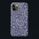 White On Navy Blue Retro Paisley Pattern iPhone 11 Pro Case<br><div class="desc">You can change the white vintage paisley pattern over a navy blue background by changing the colour of the design. White paisley has a transparent background.</div>