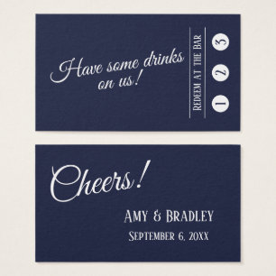 White on Navy, Modern 3-Punch Drink Tickets