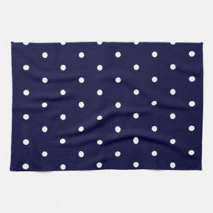 White on Navy Polka Dots Kitchen Towel