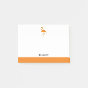 White on Orange Flamingo & Border with Name Post-it Notes