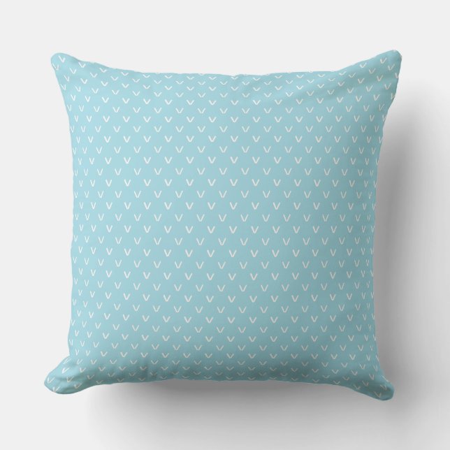 White on Pale Blue Faux Knitting Stitch Pattern Throw Pillow (Front)