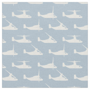 White on Pale Blue V-22 Osprey Pattern Fabric