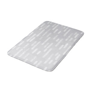 White on Pale Grey Rounded Lines Pattern Bath Mat