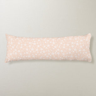 White on Peach/Apricot   Lino Print Stars Pattern Body Pillow