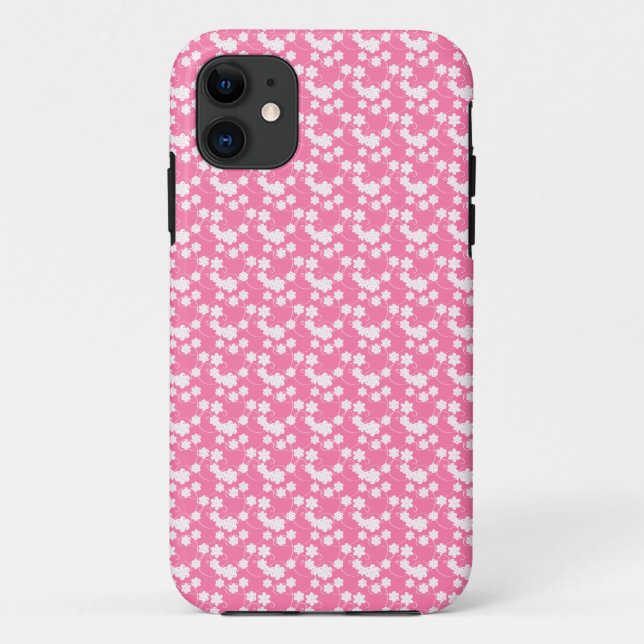 White on Pink Floral Case-Mate iPhone Case (Back)