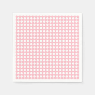 White on Pink Medium Horizontal Polka Dots Paper Napkin