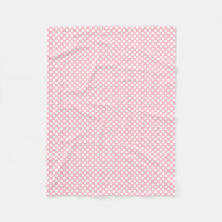 White on Pink Small Size Polka Dots Fleece Blanket