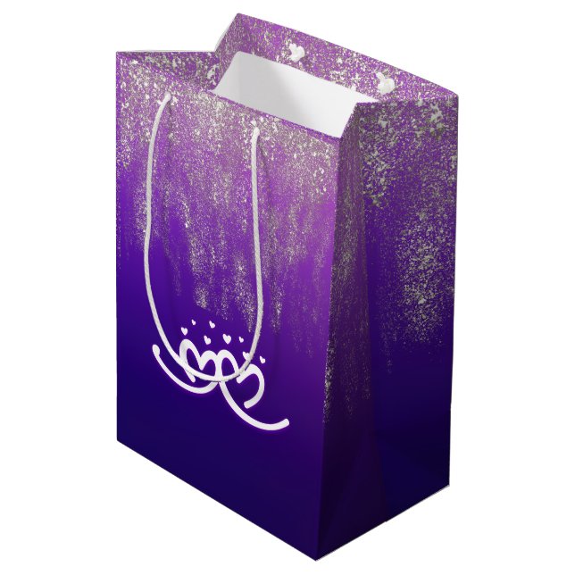White on Purple Gradient | Medium Gift Bag (Back Angled)