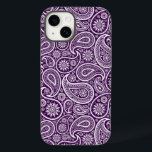White On Purple Retro Paisley Pattern Case-Mate iPhone 14 Case<br><div class="desc">White vintage paisley pattern over deep purple background you can change by changing designs background colour . White paisley has a transparent background.</div>