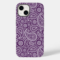 White On Purple Retro Paisley Pattern