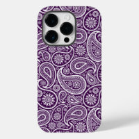 White On Purple Retro Paisley Pattern
