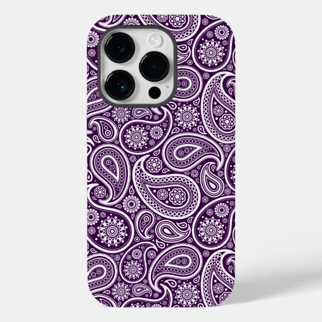 White On Purple Retro Paisley Pattern Case-Mate iPhone Case (Back)