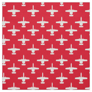 White on Red A-10 Warthog Attack Jet Pattern Fabric