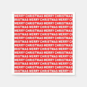 White on Red Christmas Typography Paper Napkin