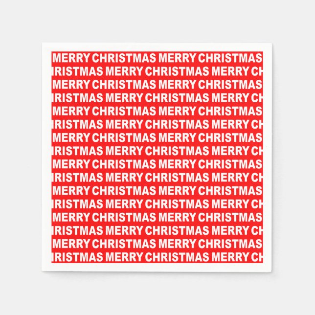 White on Red Christmas Typography Paper Napkin (Front)