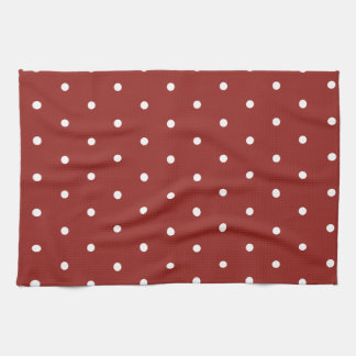 White on Red Polka Dots Kitchen Towel