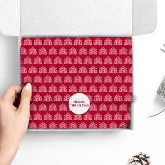 White on Red Scandinavian Nordic Christmas Tree Tissue Paper