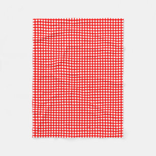 White on Red Small Size Horizontal Polka Dots Fleece Blanket
