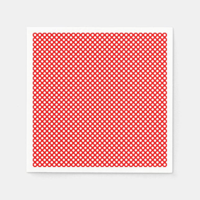 White on Red Small Size Polka Dots Paper Napkin (Front)