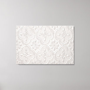 White On White Floral Pattern Canvas Print