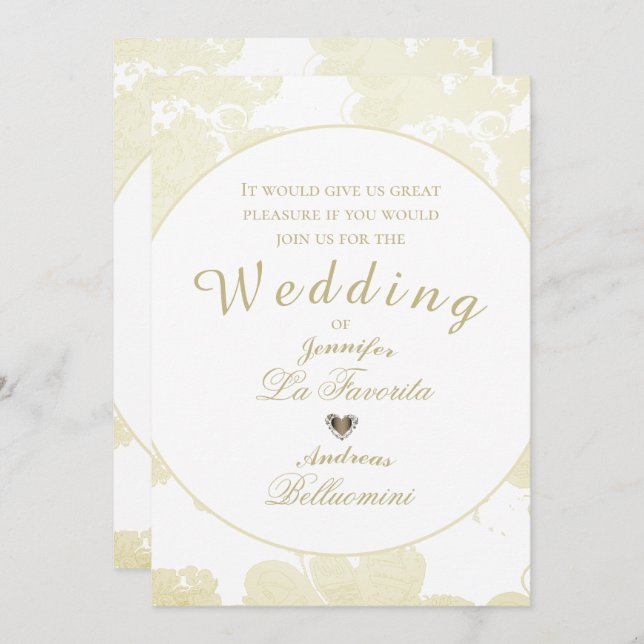 White on White Floral  Wedding Invitation (Front/Back)