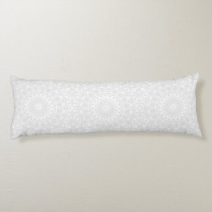 White on White Minimal Mandala Pattern Body Pillow