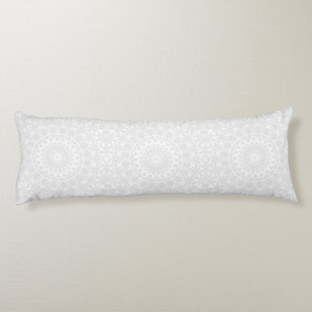 White on White Minimal Mandala Pattern Body Pillow (Back)