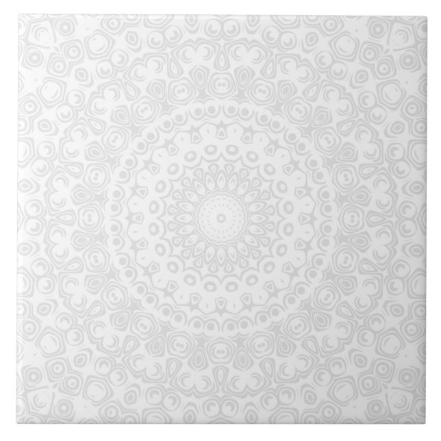 White on White Minimal Mandala Pattern Tile (Front)