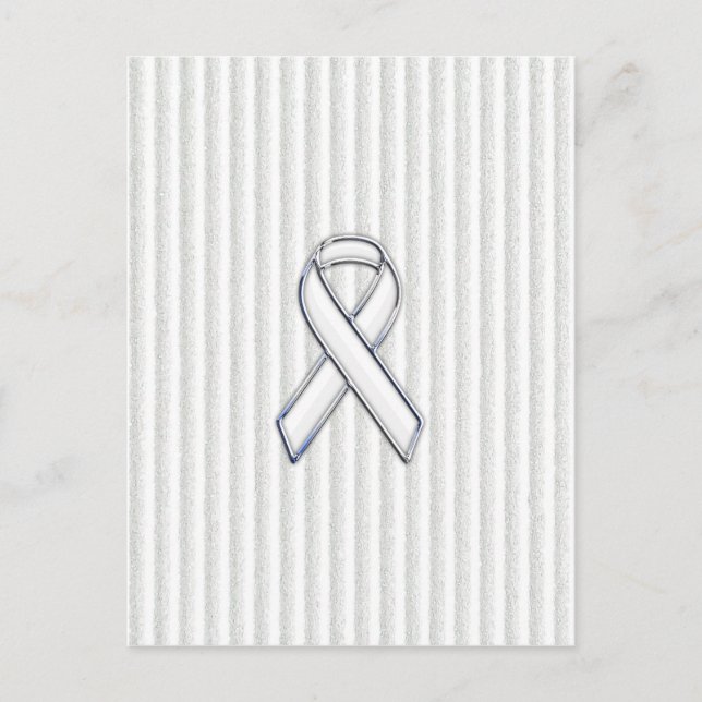 White on White Ribbon Awareness Stripes Postcard (Front)