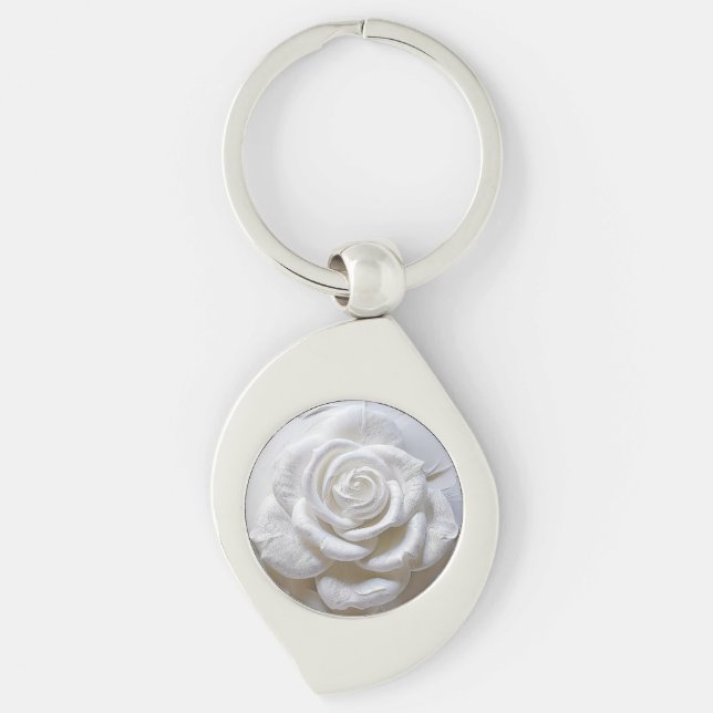White On White - Sculpted Rose Keychain (Front)