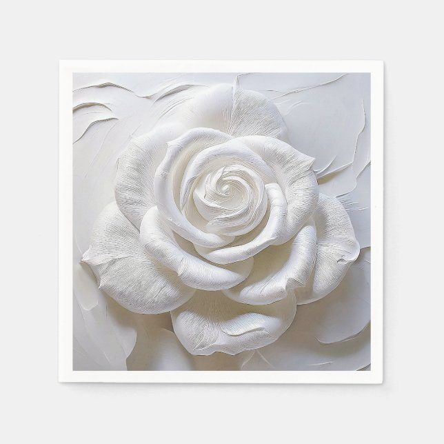 White On White - Sculpted Rose Napkin (Front)