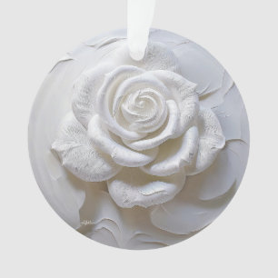 White On White - Sculpted Rose Ornament