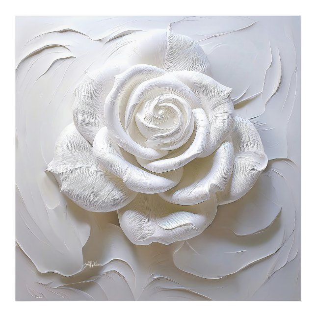 White On White - Sculpted Rose Photo Print (Front)