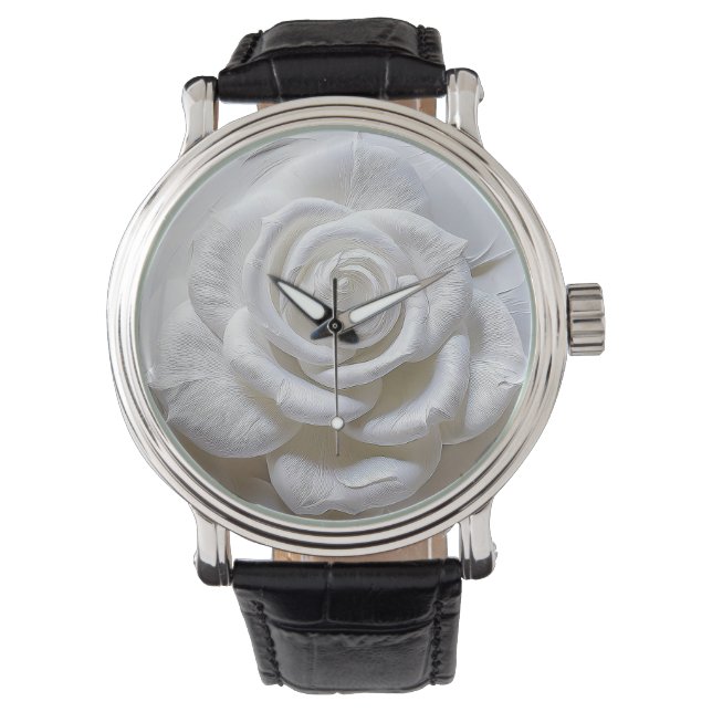 White On White - Sculpted Rose Watch (Front)
