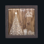 White on Wood Christmas Gift Box<br><div class="desc">White Christmas motifs (tree,  gifts and calligraphy) design. 
Customize to your liking with more text or images.
Check the shop for matching items,  and other items.</div>