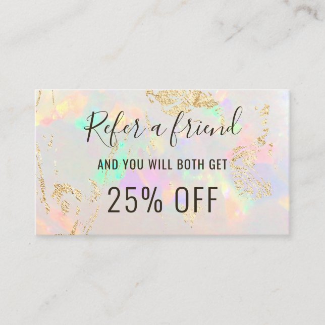 white opal background referral card (Front)