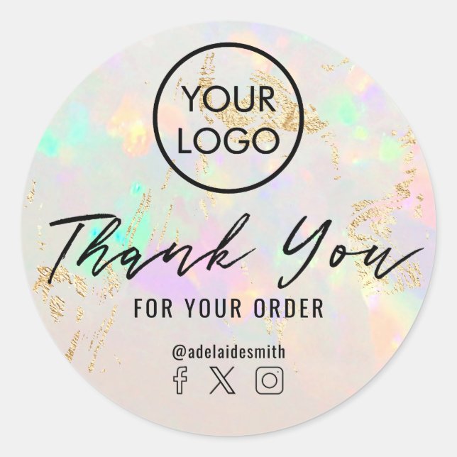  white opal inspired texture thank you classic round sticker (Front)