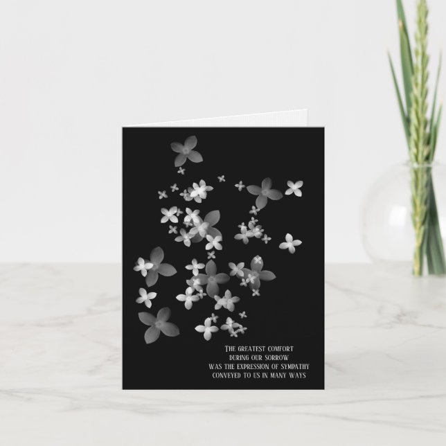 white opaque flower sympathy thank you card (Front)