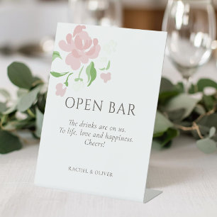 White Open Bar Wedding Table Top Pedestal Sig Sign