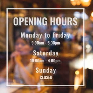 White Opening Hours Business Sign