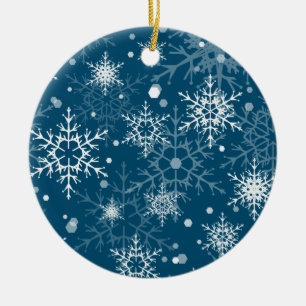 White openwork snowflakes  ceramic ornament