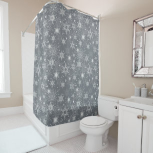 White openwork snowflakes shower curtain