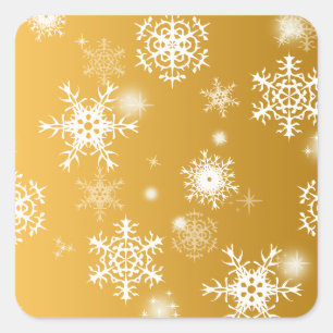 White openwork snowflakes.  square sticker