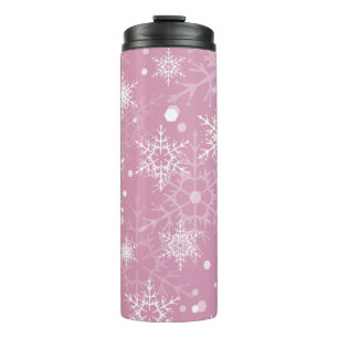 White openwork snowflakes  thermal tumbler