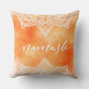 White Orange Accent Pillow
