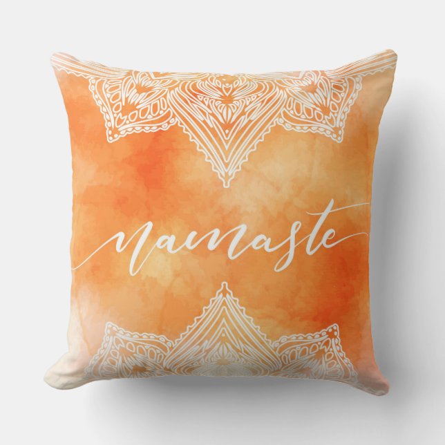 White Orange Accent Pillow (Front)