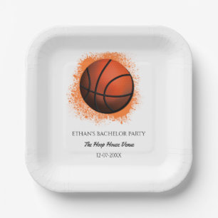 White orange  basketball birthday / bachelor party paper plate