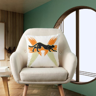 White Orange Black Cute Animal Cat Colourful Moder Throw Pillow